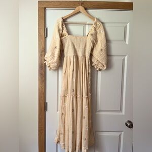 Free People Dahlia Dress in Cream and Beige Floral